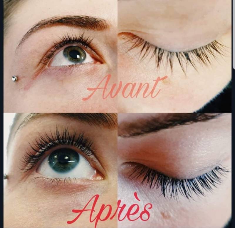 Rehaussement de cil avec soin Avant et Après 